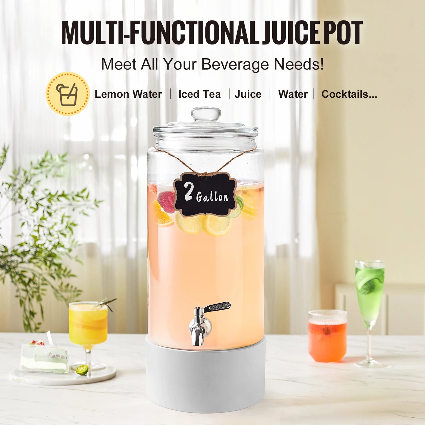 VEVOR Beverage Dispenser 2 Gallon with Stainless Steel Spigot