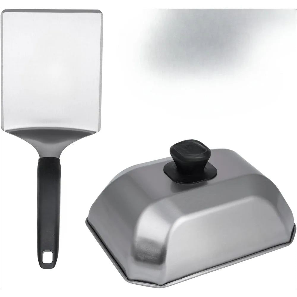 Metal Fin Spatula Turner Stainless Steel Hamburger Maker Set Bacon
