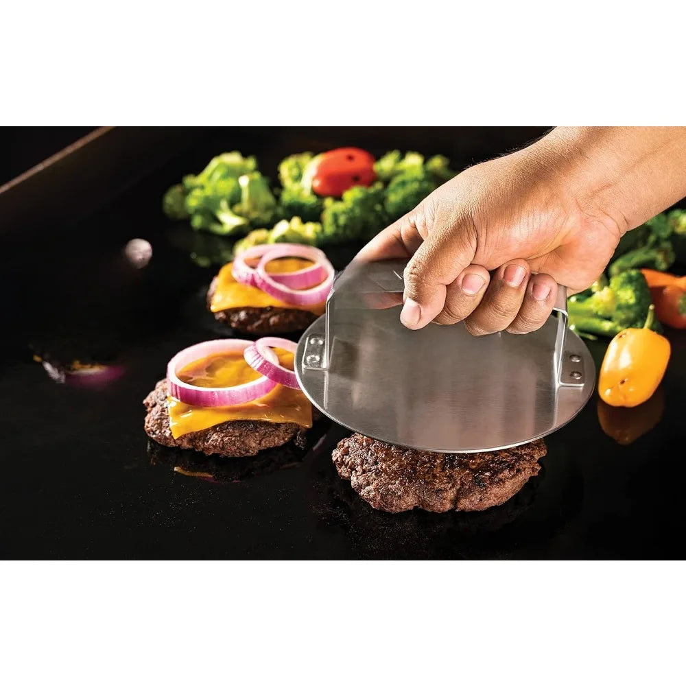 Metal Fin Spatula Turner Stainless Steel Hamburger Maker Set Bacon