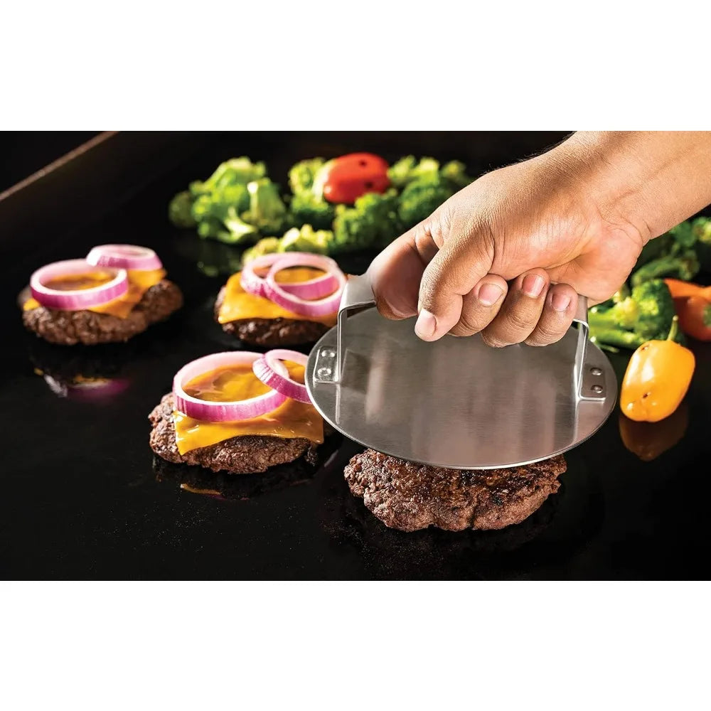 Metal Fin Spatula Turner Stainless Steel Hamburger Maker Set Bacon