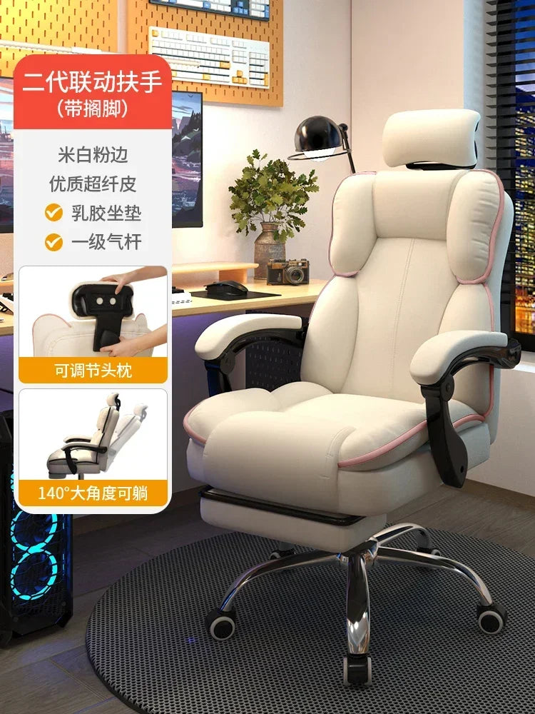 Pink Gaming Chair for Girl Gamer Ergonomic Computer Desk Chair Lumbar Support Comfortable Long Time Sitting Streaming Office