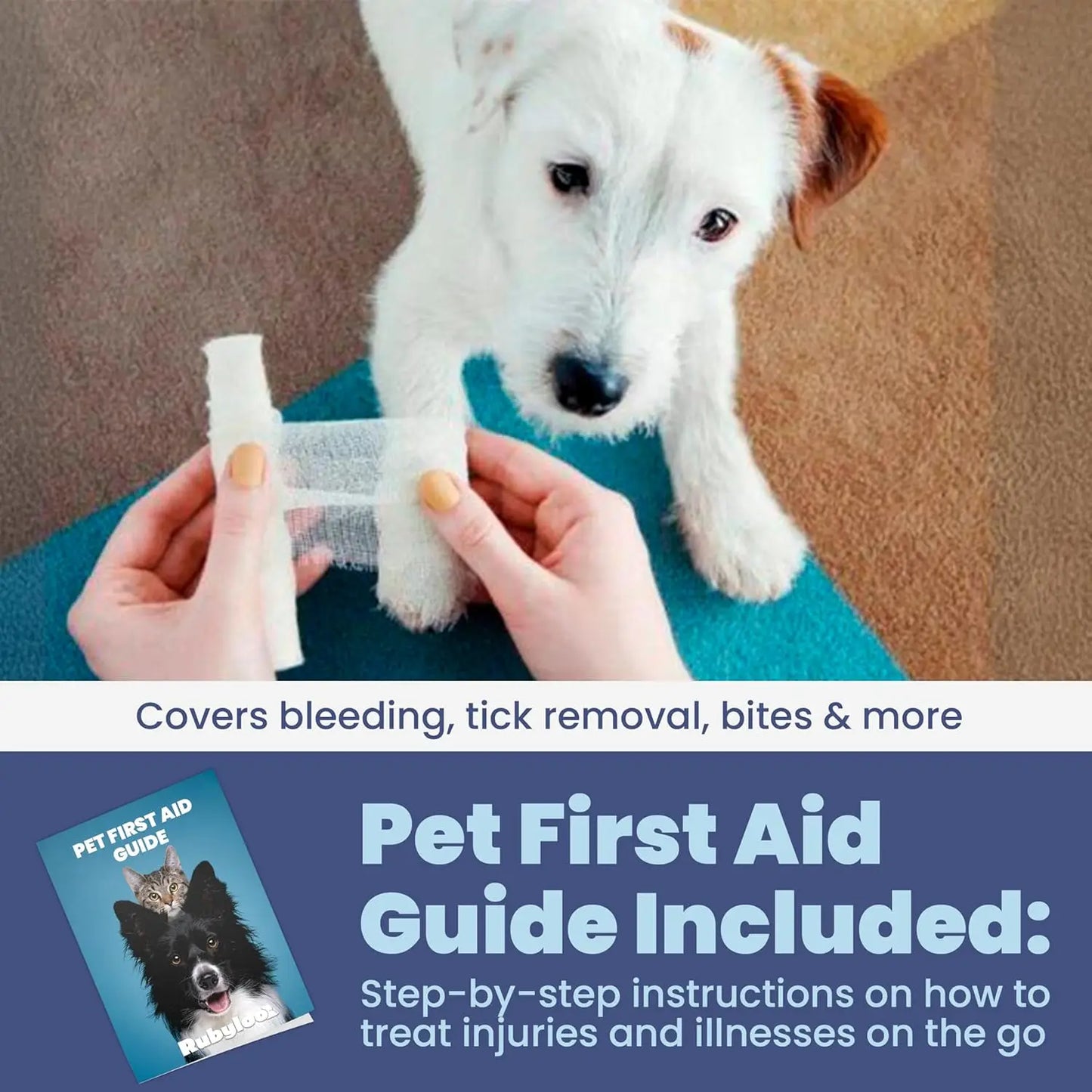 Emergency Pet First Aid Kit for Dogs & Cats - Vet-Approved Supplies with Guide, Tick Remover, and Travel Case