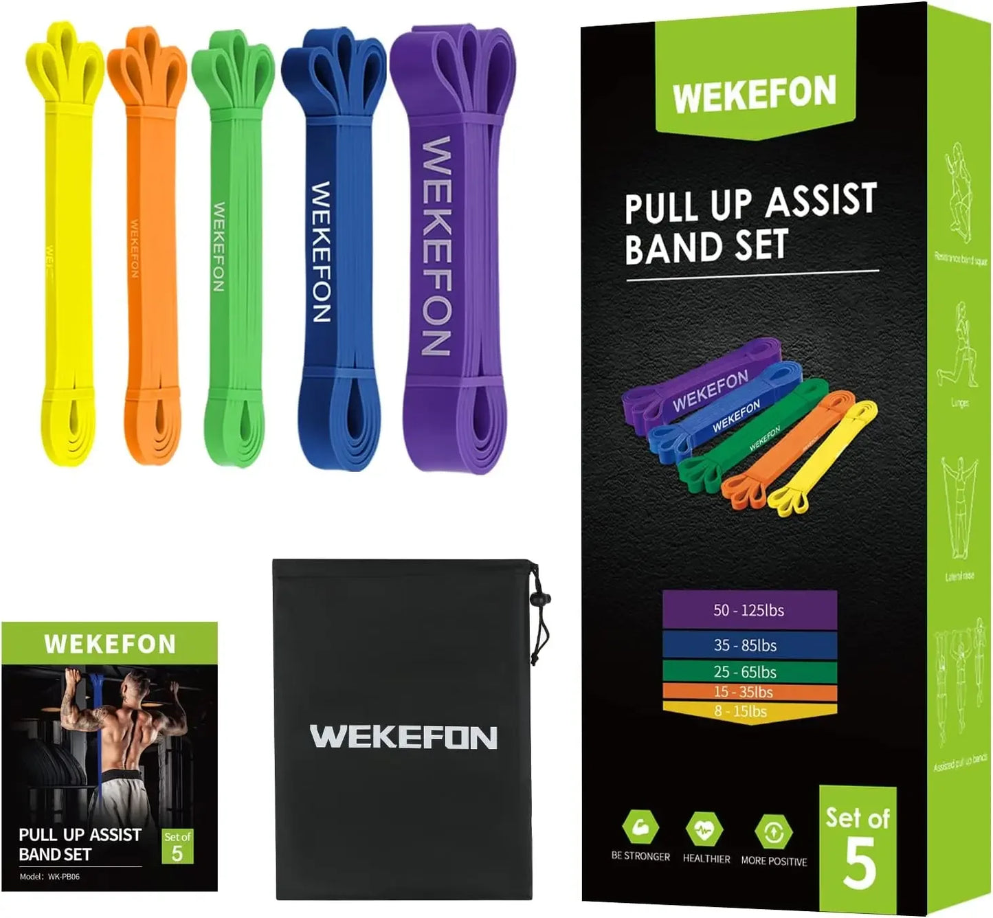 Resistance Bands Set of 5 Pull Up Assist Bands Stretch
