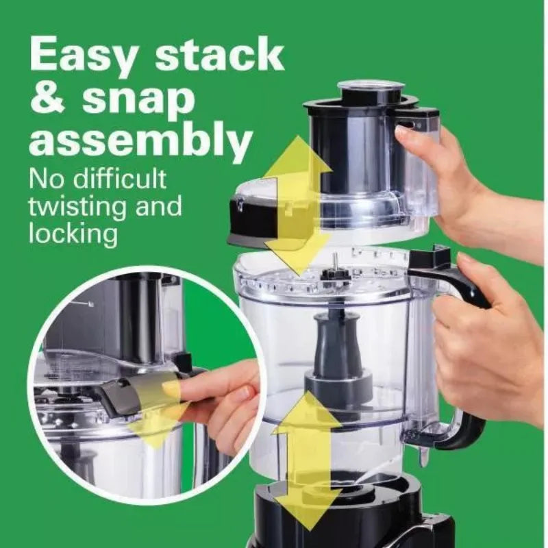 Hamilton Beach 12 Cup Stack and Snap Food Processor Black