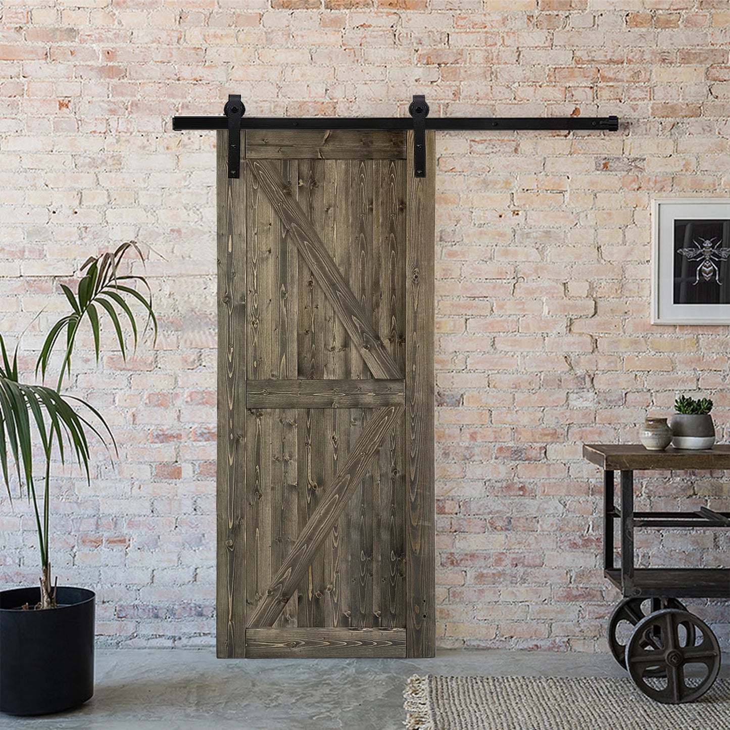 36 In. X 84 In. Sliding Barn Door With 6.6FT Hardware Kit