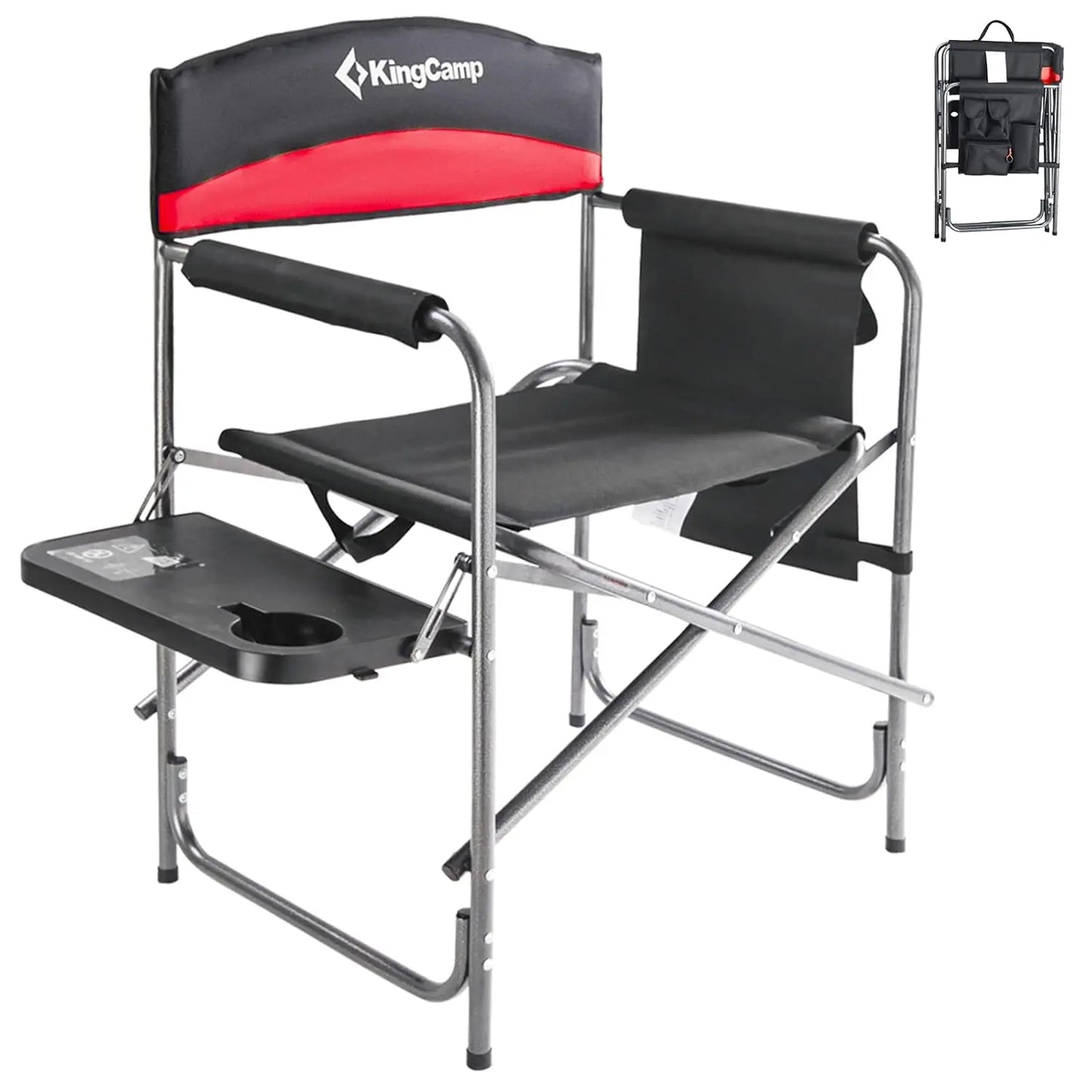 Heavy Duty Folding Camping Chair with Side Table Pockets for Outdoor Sports Fishing, Custom