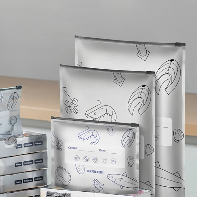10/30Pcs Large Capacity Aluminum Foil Food Storage Bags Leakproof Zip Lock Fresh-Keeping Reusable Kitchen Freezer Bags