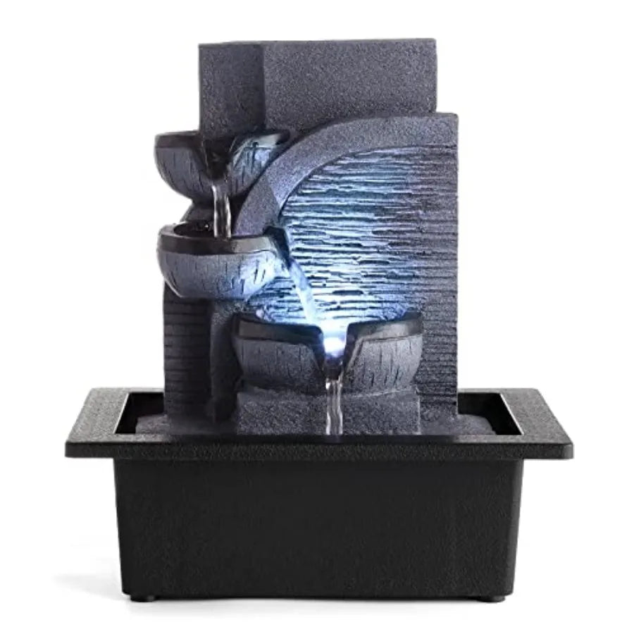 Indoor Fountain Tabletop Fountain Waterfall Fountains Stacked Rocks Water Feature Feng Shui Zen Meditation Relaxation Desktop F