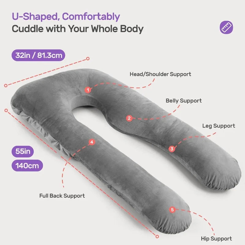 Pregnancy Pillow for Sleeping, U Shaped Full Body Support