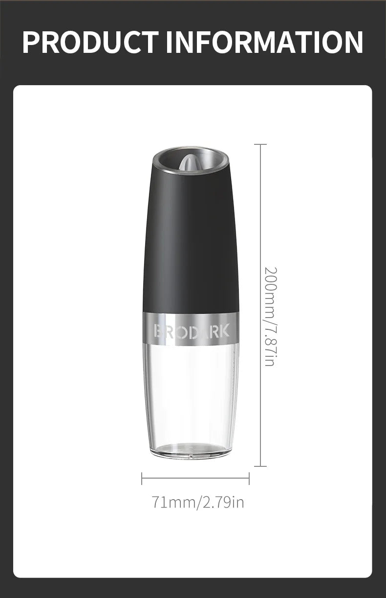 1 or 2 Pieces Gravity Electric Salt and Pepper Grinder Set Battery Powered with LED Light One Hand Automatic Operation