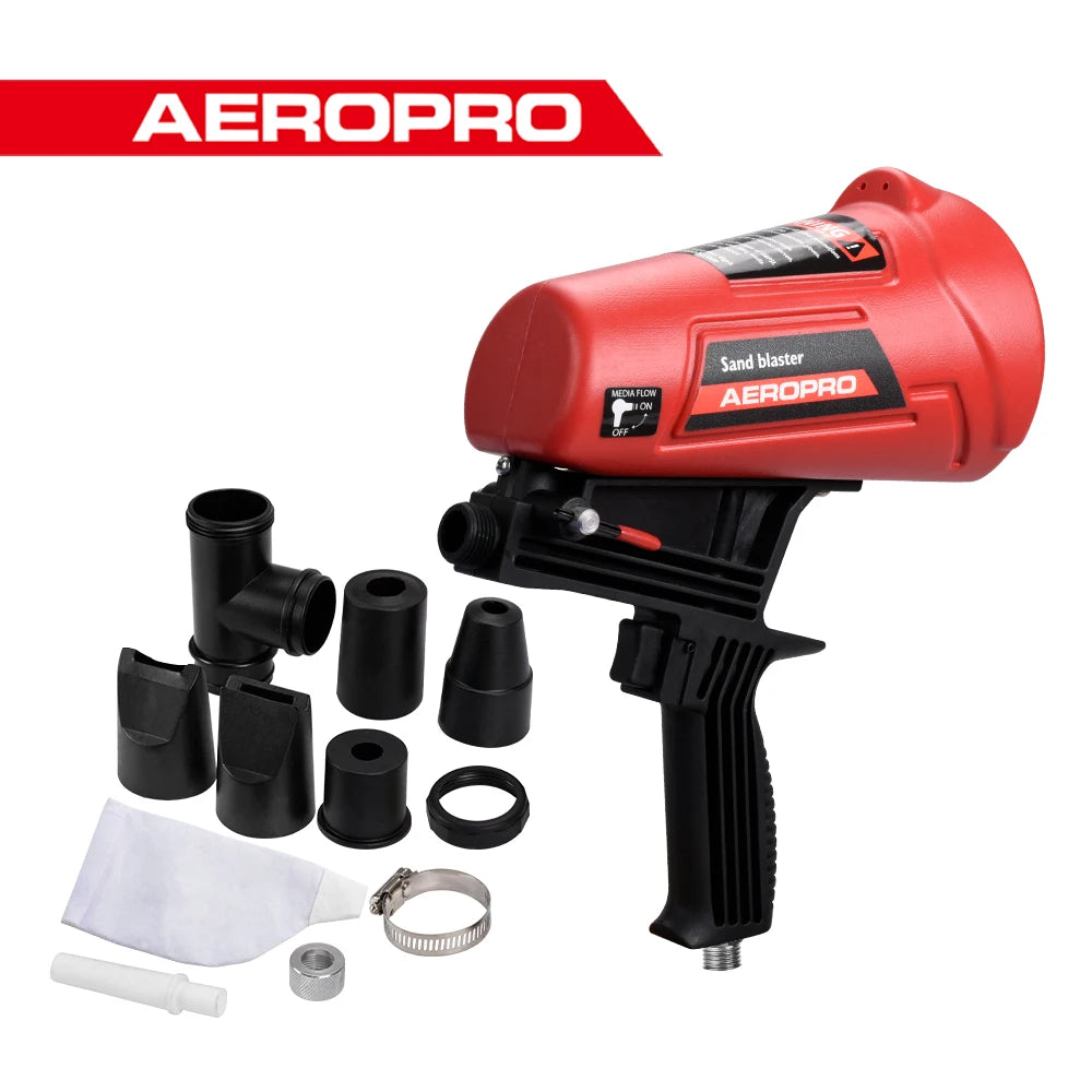 AEROPRO Air Sand Blaster Gun Kit Spray Paint Gun Machine Handheld Pneumatic Blasting Gun For Paint Removal, Metal Rust Remover