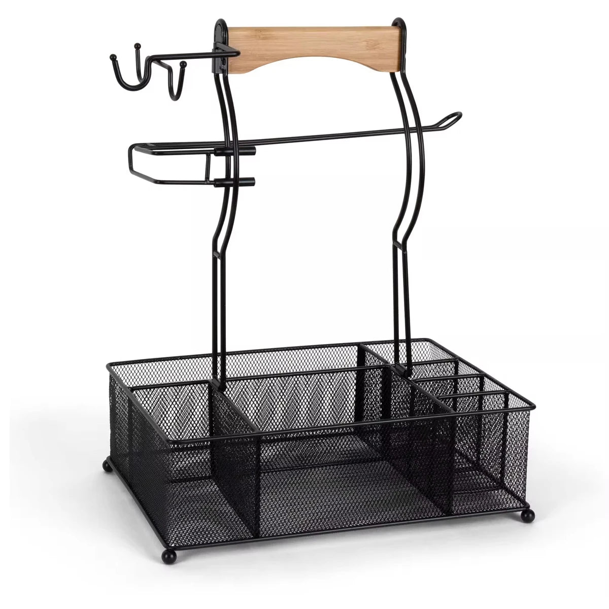 Black Grill Utensil Caddy Picnic Condiment Caddy BBQ Organizer Steel Caddy For Organizing Paper Towels