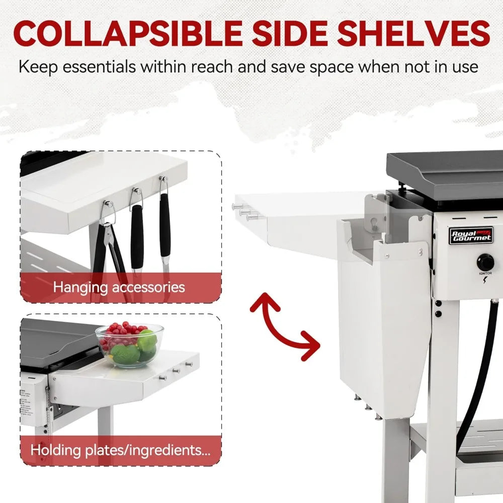 Three Burner Propane Griddle With Foldable Side Tables