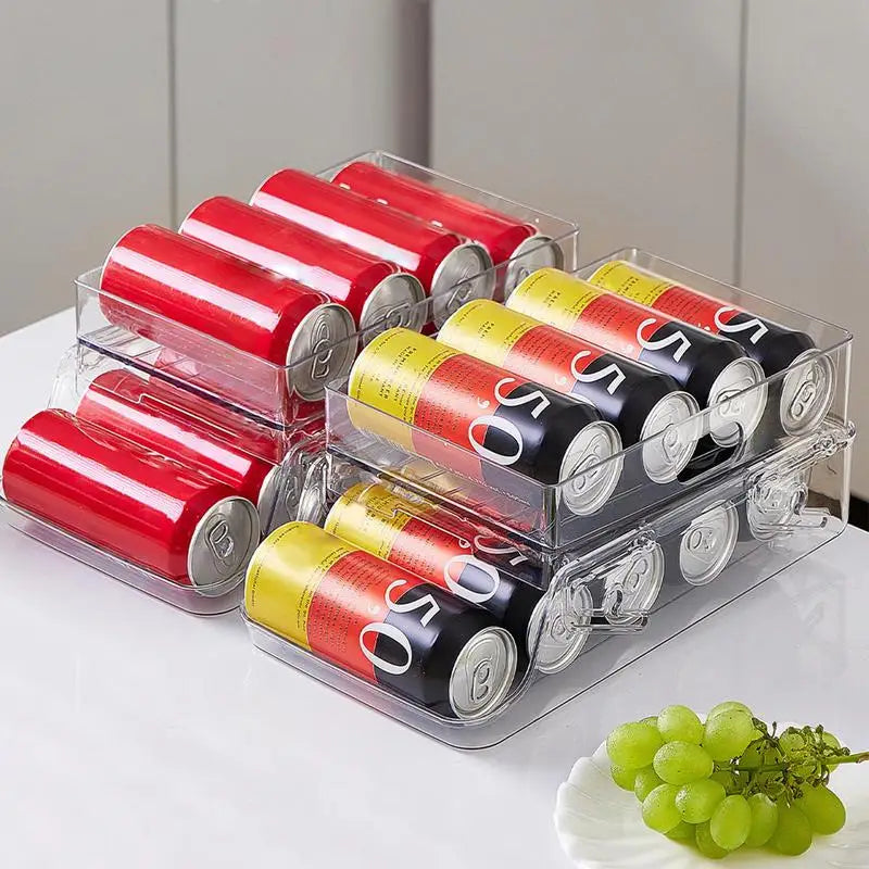 Refrigerator Soda Can Organizer 2-Tier Clear Canned Food Holder