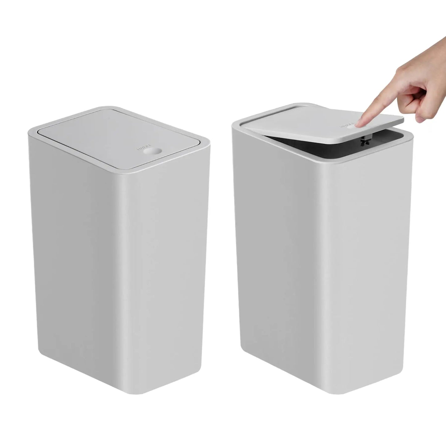 Slimline Trash Can With Press Top Lid For Bathroom