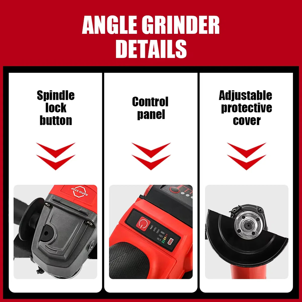Milwaukee 8500RPM 3 Gears Adjustable Speed Angle Grinder 100mm 125mm Wheel Diameter Electric Polishing Cutting Grinding Tool