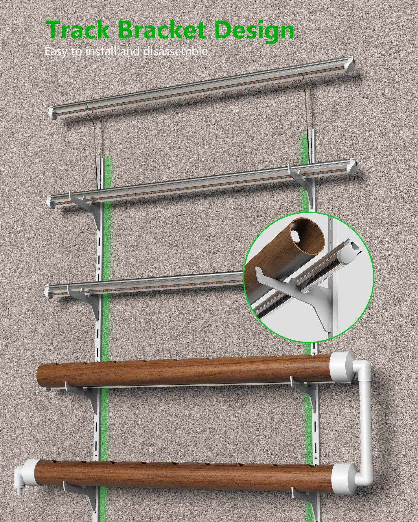Wall Vertical NFT Hydroponic Growth System With Grow Light