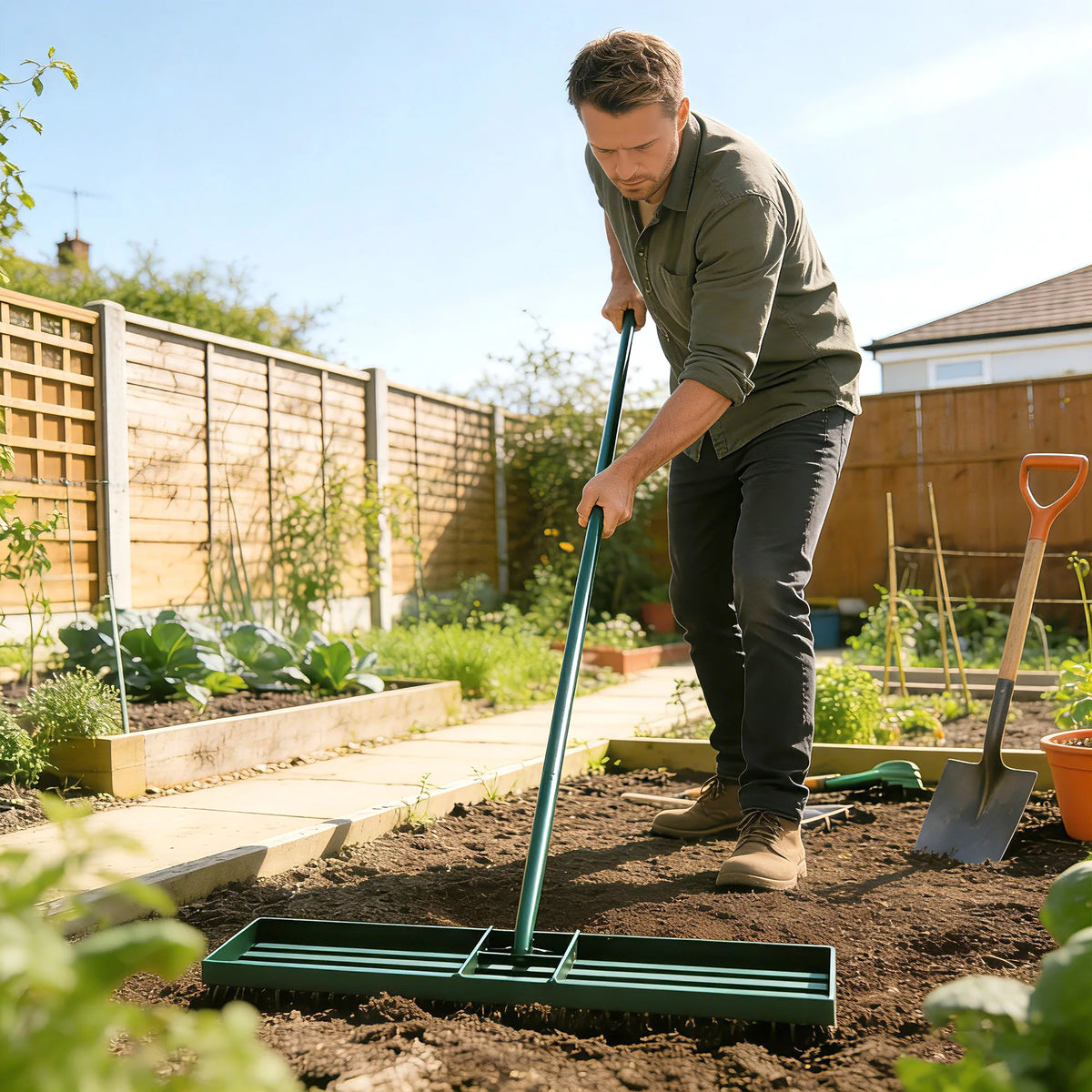 Professional Grade Steel Lawn Leveling Rake For Garden Care