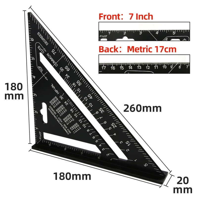 Aluminium Triangle Ruler Set Square For Woodworking Projects