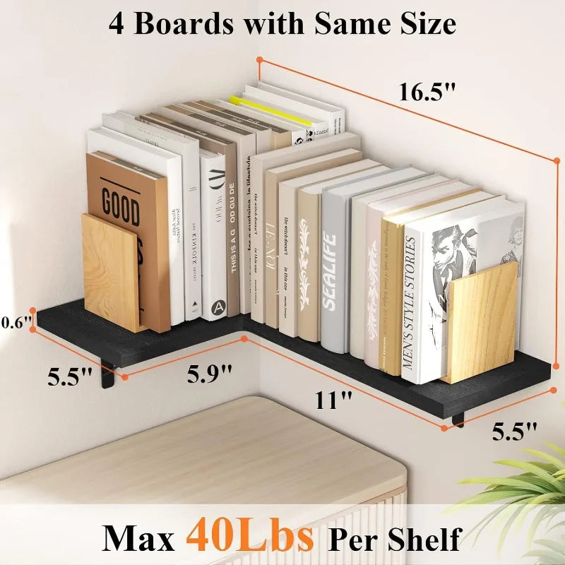 Corner Shelf Wall Mounted Floating Wall Shelves for Storage Rustic Wood Hanging Shelves for Display Bathroom
