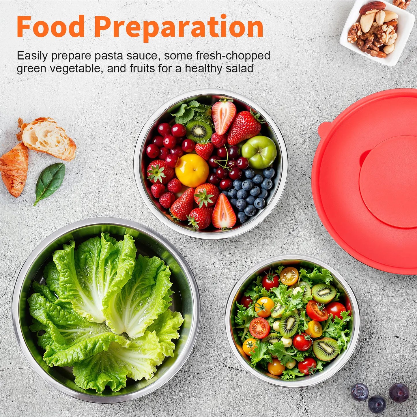 29 Piece Stainless Steel Mixing Bowl Set - Various Sizes Premium Kitchen Essentials for Mixing and Serving Non Slip