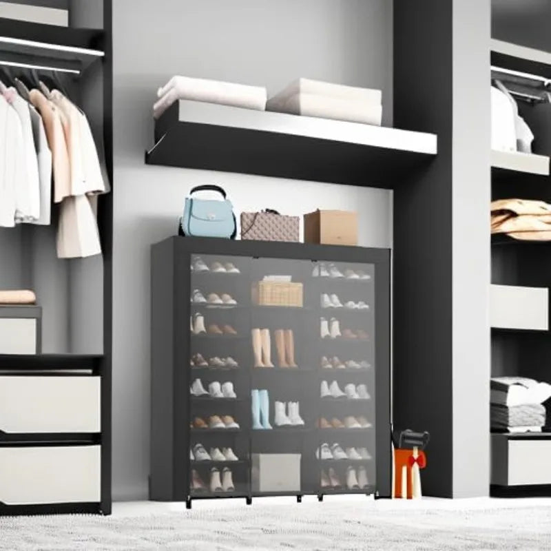 9-Tier Large Tall Shoe Rack with Covers for 40-46 Pairs