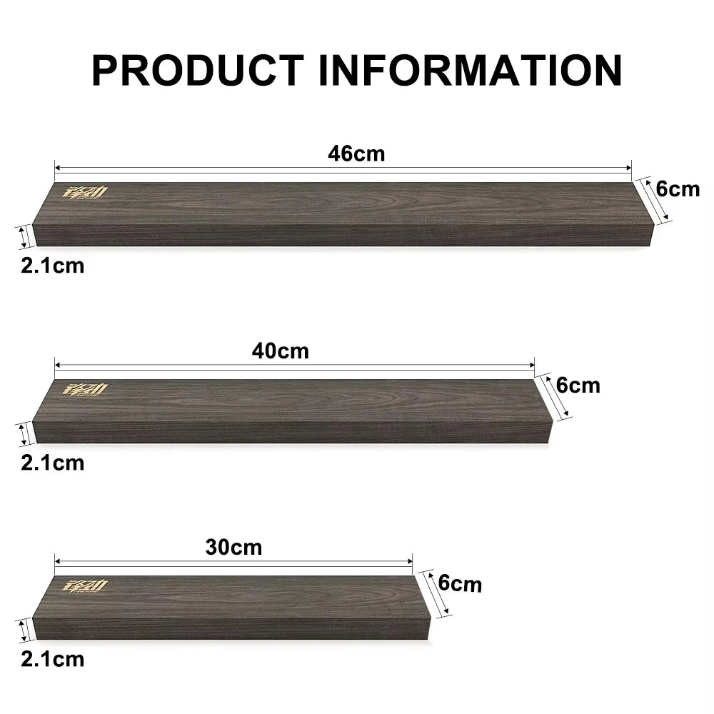 Findking New Design Powerful Magnetic Knife Strip Handmade Ash Wood Knife Holder Wall Mount Block Set 3 Pieces 12 16 18 Inch Rack