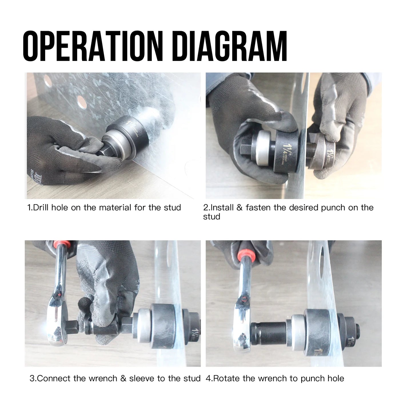 iGeelee Manual Knockout Punch Kit Portable Hole Making Tool MK-60 range from 1/2" to 2" (22.5 to 61.5mm) Ratchet Hole Puncher