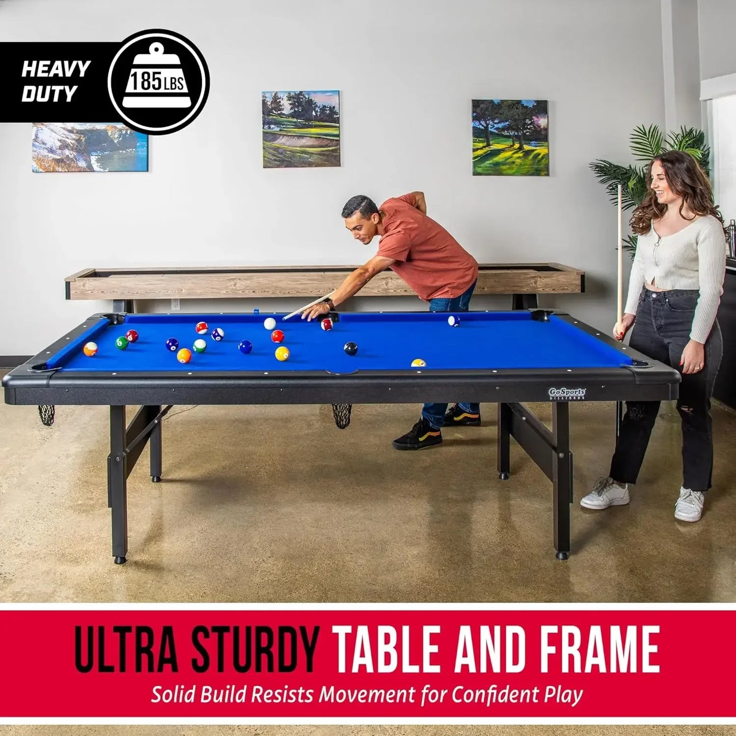 Hot sales8 ft Billiards Table - Portable Pool Table - Includes Full Set of Balls, 2 Cue Sticks, Chalk and Felt Brush