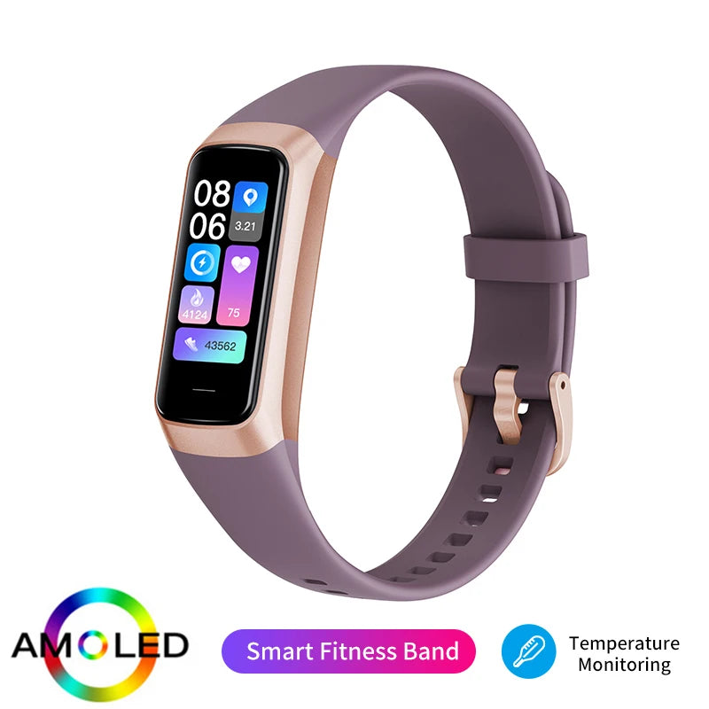 LIGE Amoled Smart Watch Band Women Heart Rate Blood Waterproof Fitness Tracker