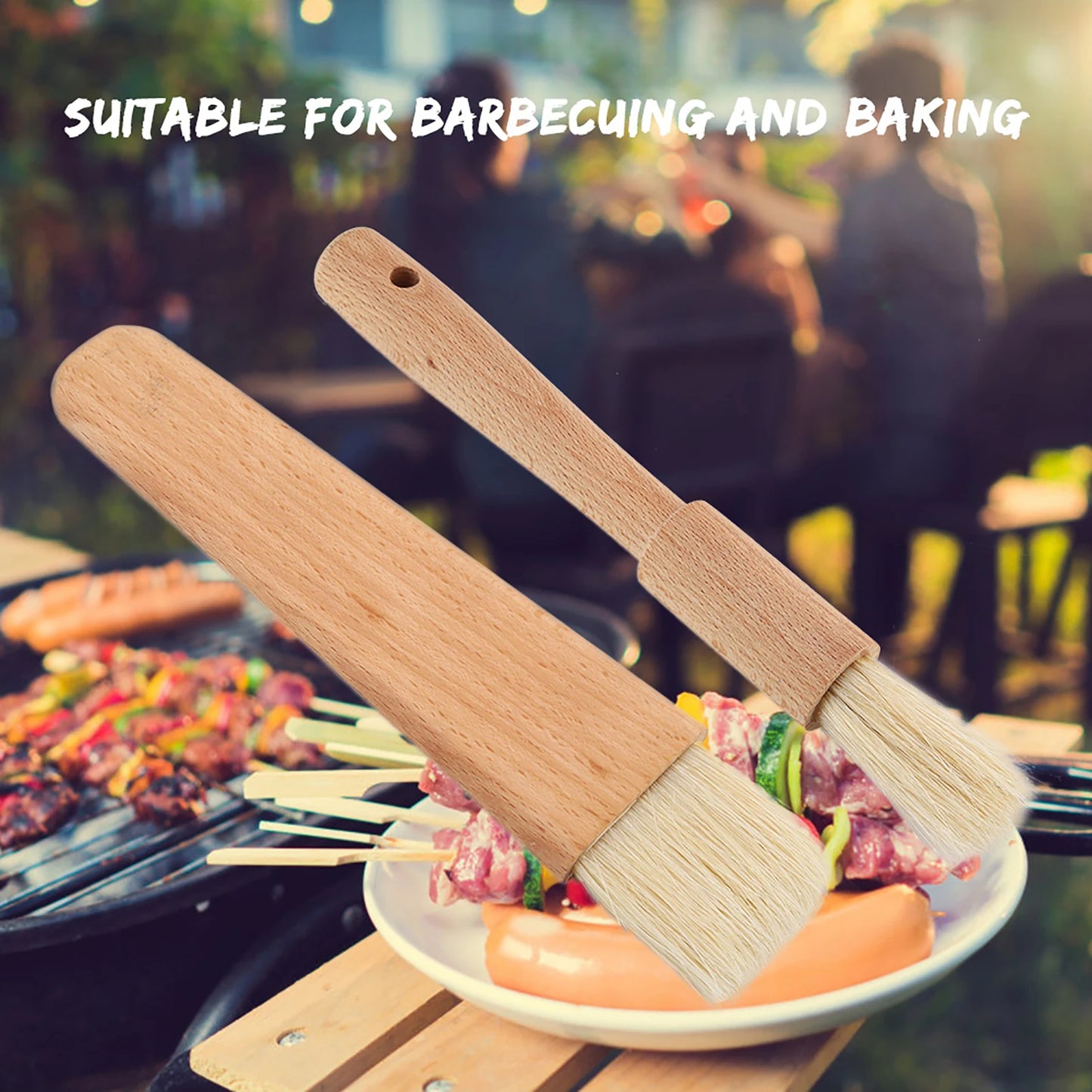 Butter Brush BBQ Oil Brush Wooden Barbecuing Baking Brush Kitchen Tool