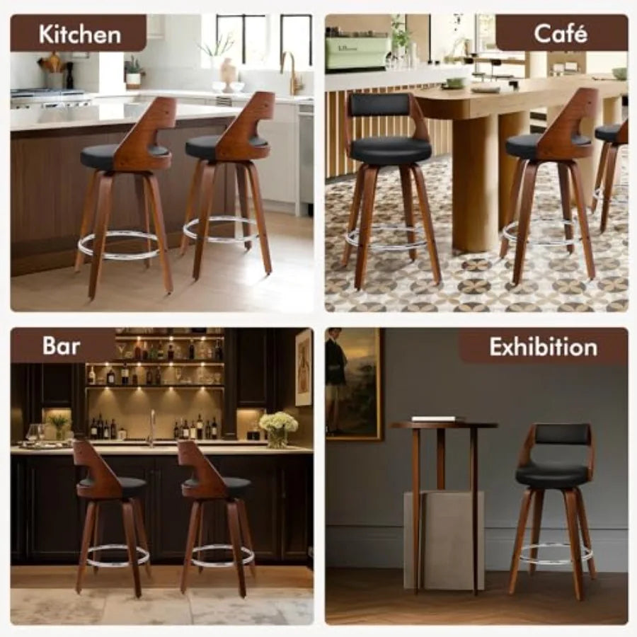 Counter Height Swivel Bar Stools With PU Leather Upholstery