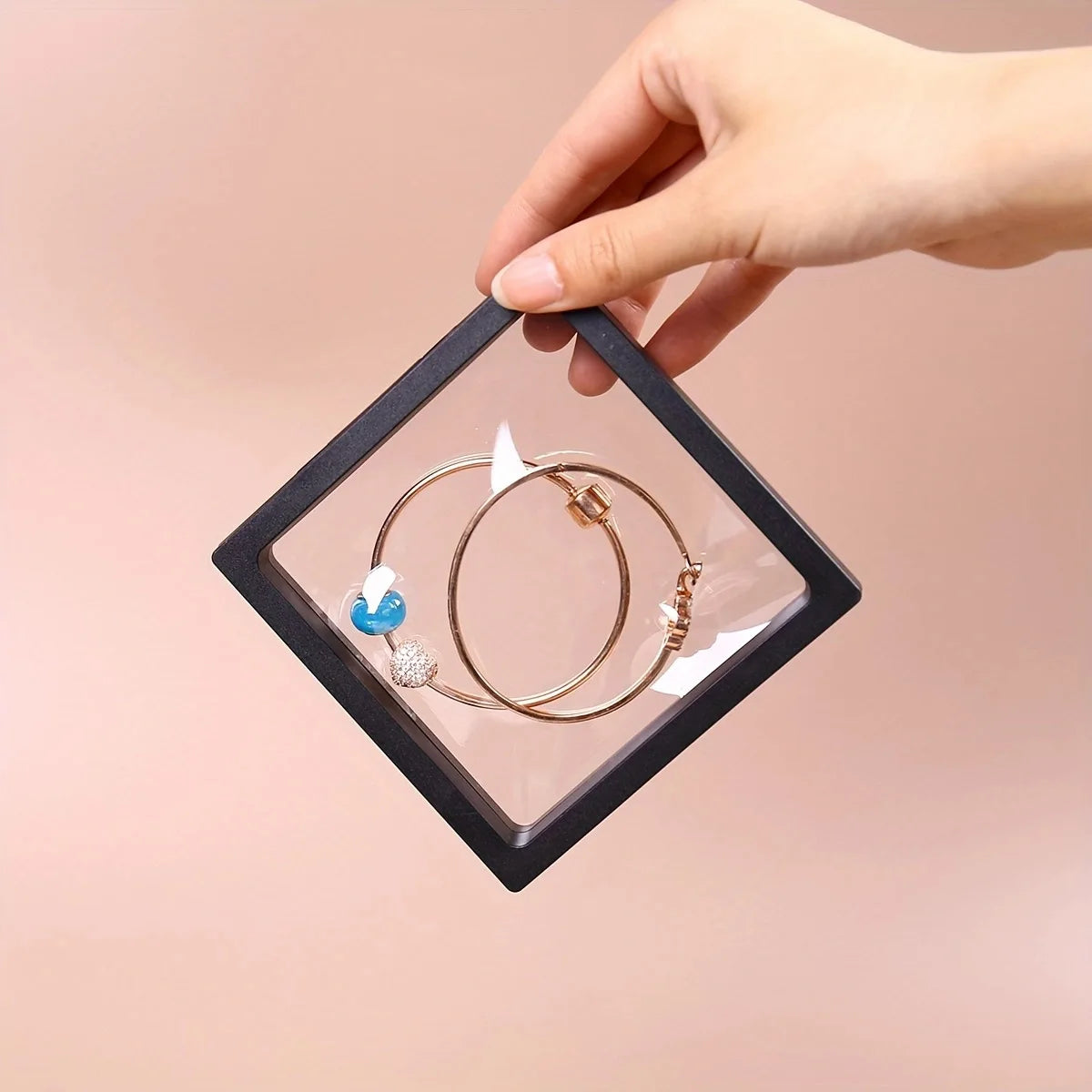 Ten Piece Transparent Floating Jewelry Display Box For Storage