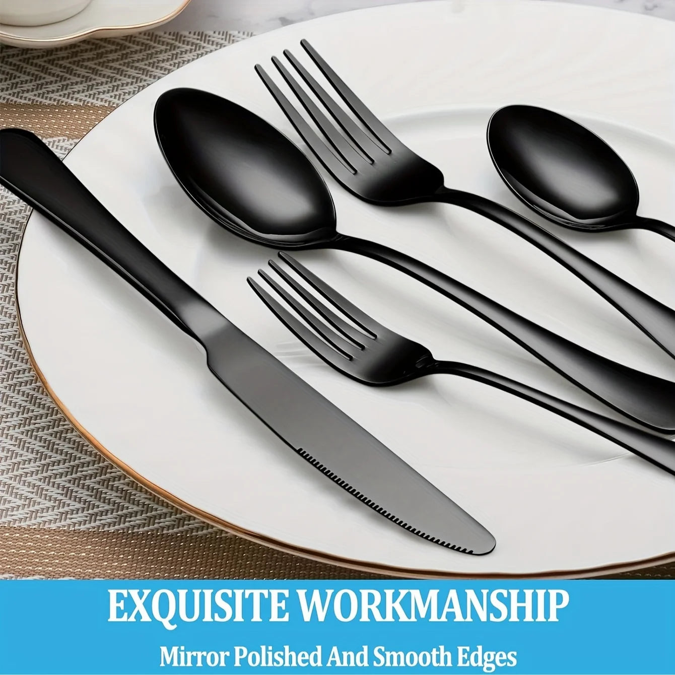 Stainless Steel Flatware Set With Steak Knives Food Grade