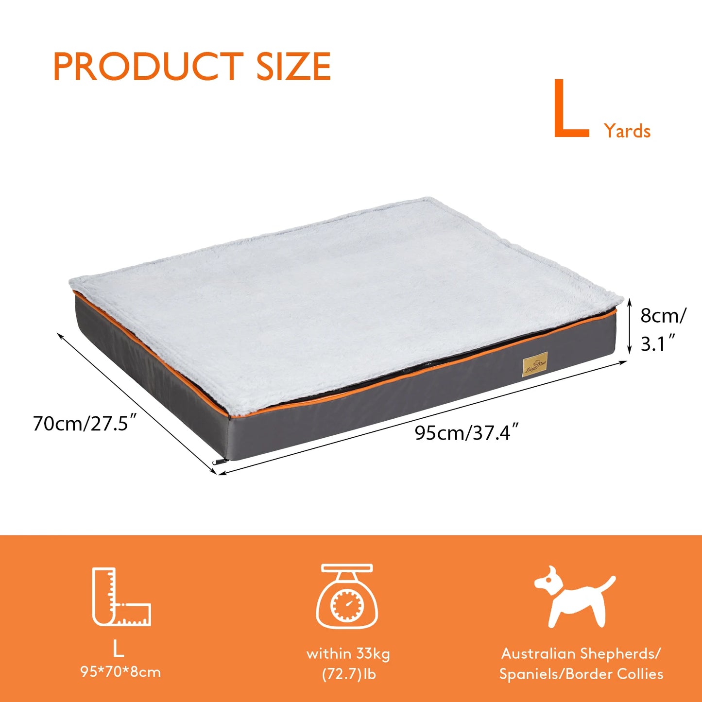 Large Orthopedic Dog Bed with Padded Foam Cushion and Washable Cover