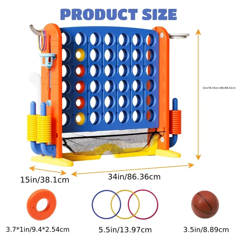 Enormous 4In A Row Game - 4In A Row Game, Height Adjustable Enormous 4-To-Score Game - Indoor/Outdoor Connect Game Set with Quick Release Slider, Ideal Birthday Gifts for 1+ Years Old Boys & Girls, Puzzle Thinking Online Game