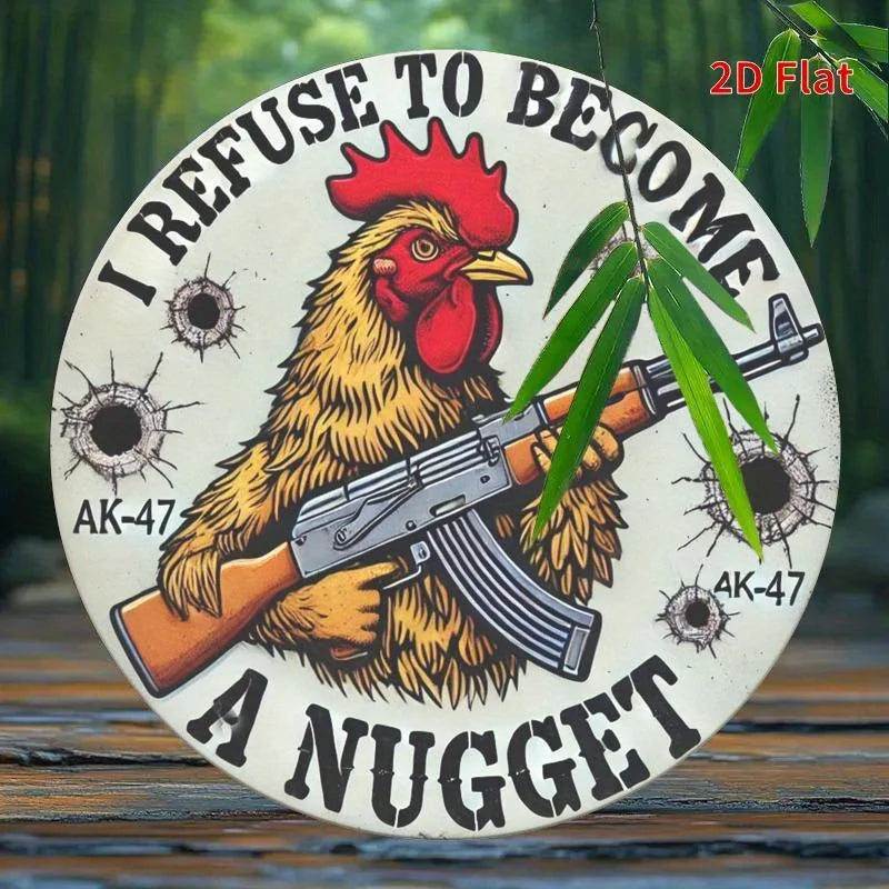 "Chicken Nugget" Metal Sign. 7.8x7.8 inch humorous design for home, office or coffee shop.