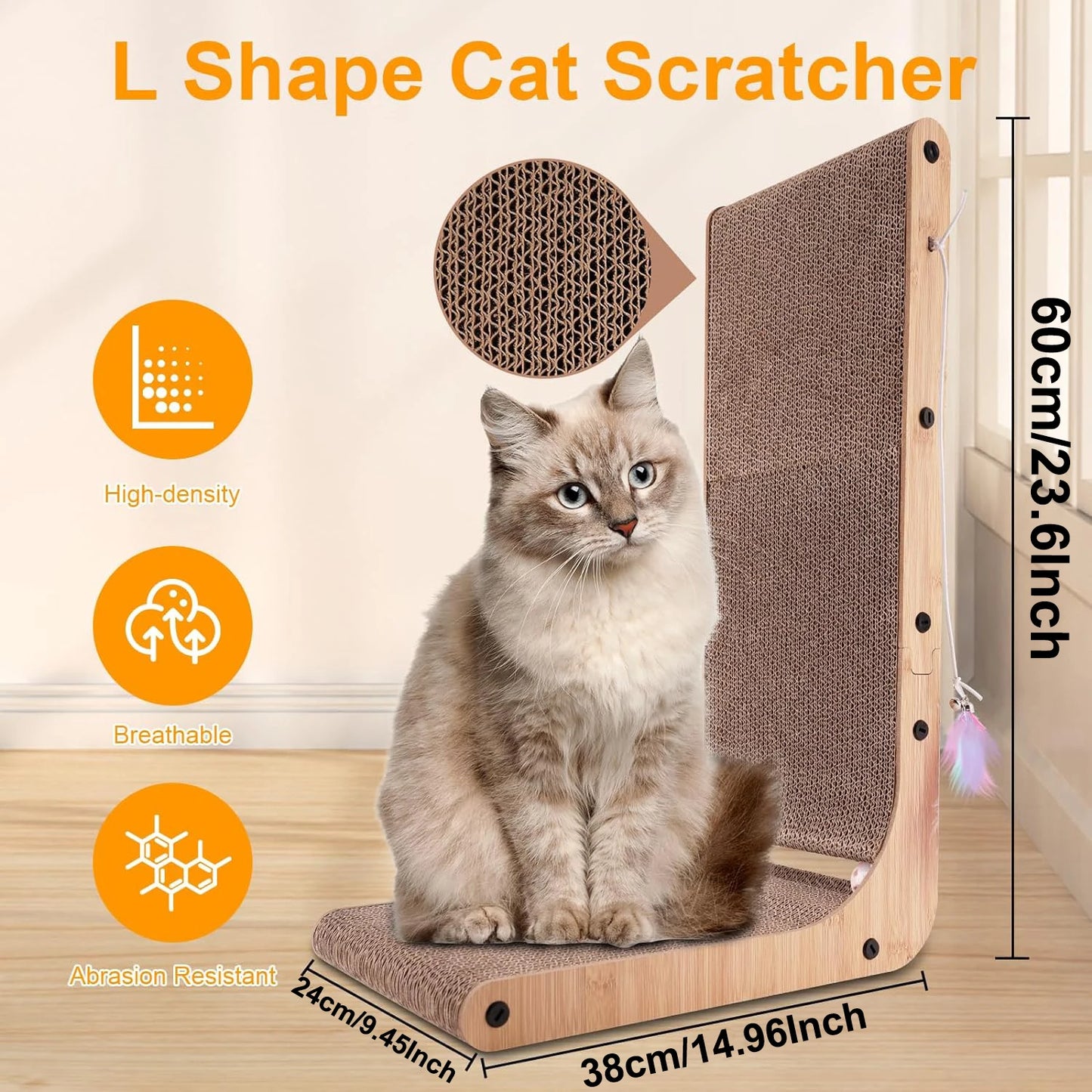 L Shaped Cat Scratcher For Indoor Cats And Furniture