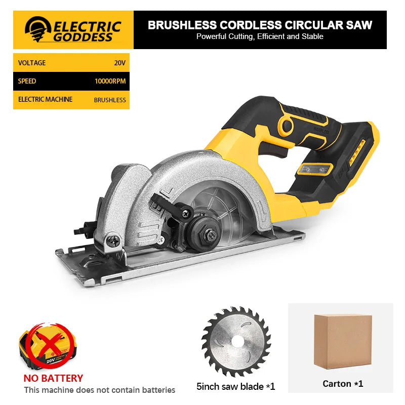 Electric Goddess Brushless Cordless Circular Saw 20V 1000W
