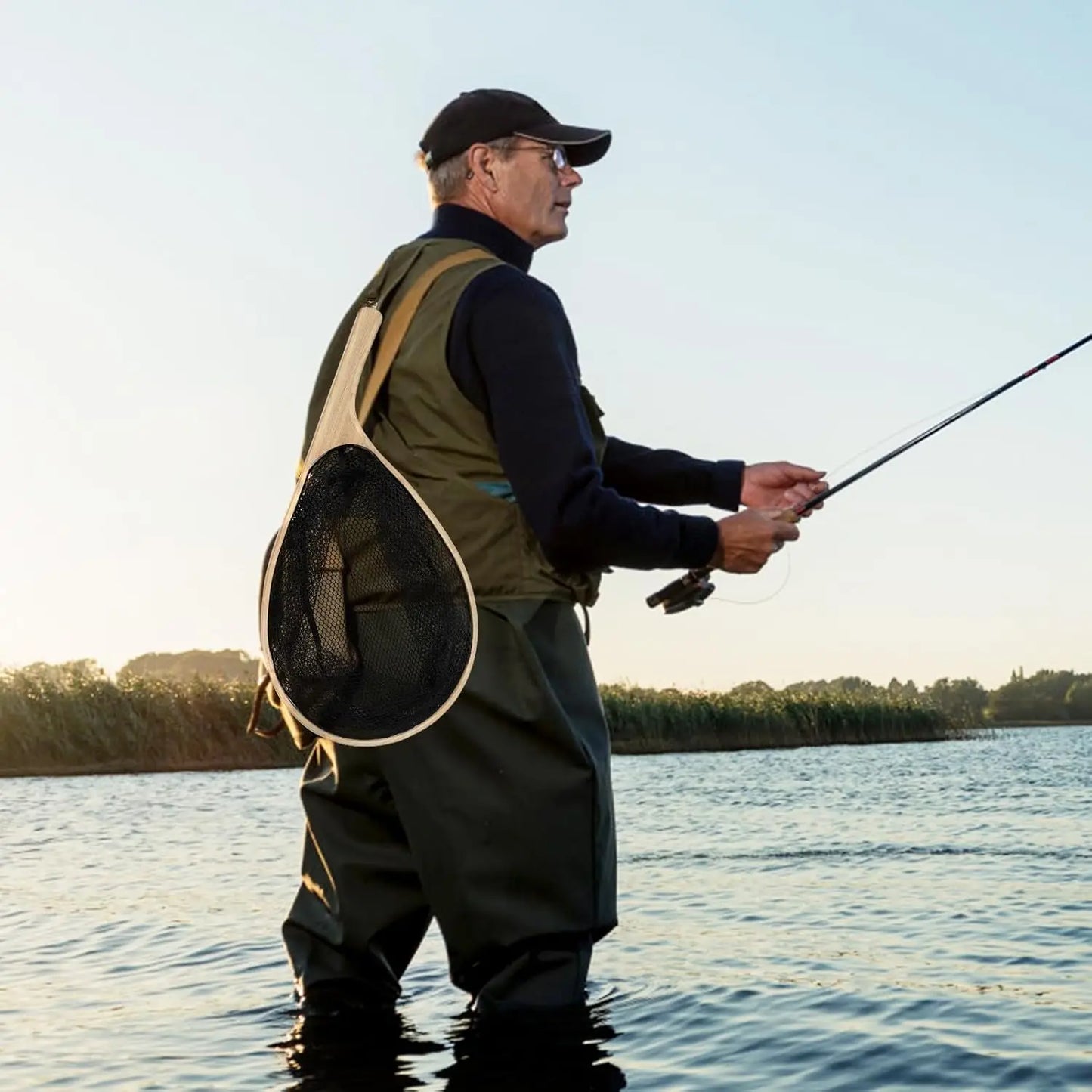 Wooden Fishing Nets with Handles Super Light Fishing Net Cast Net Tackle for Trout Bass Pike Fishing Tools Fly Fishing Lure Micro Fishing Stream Perch Small Net