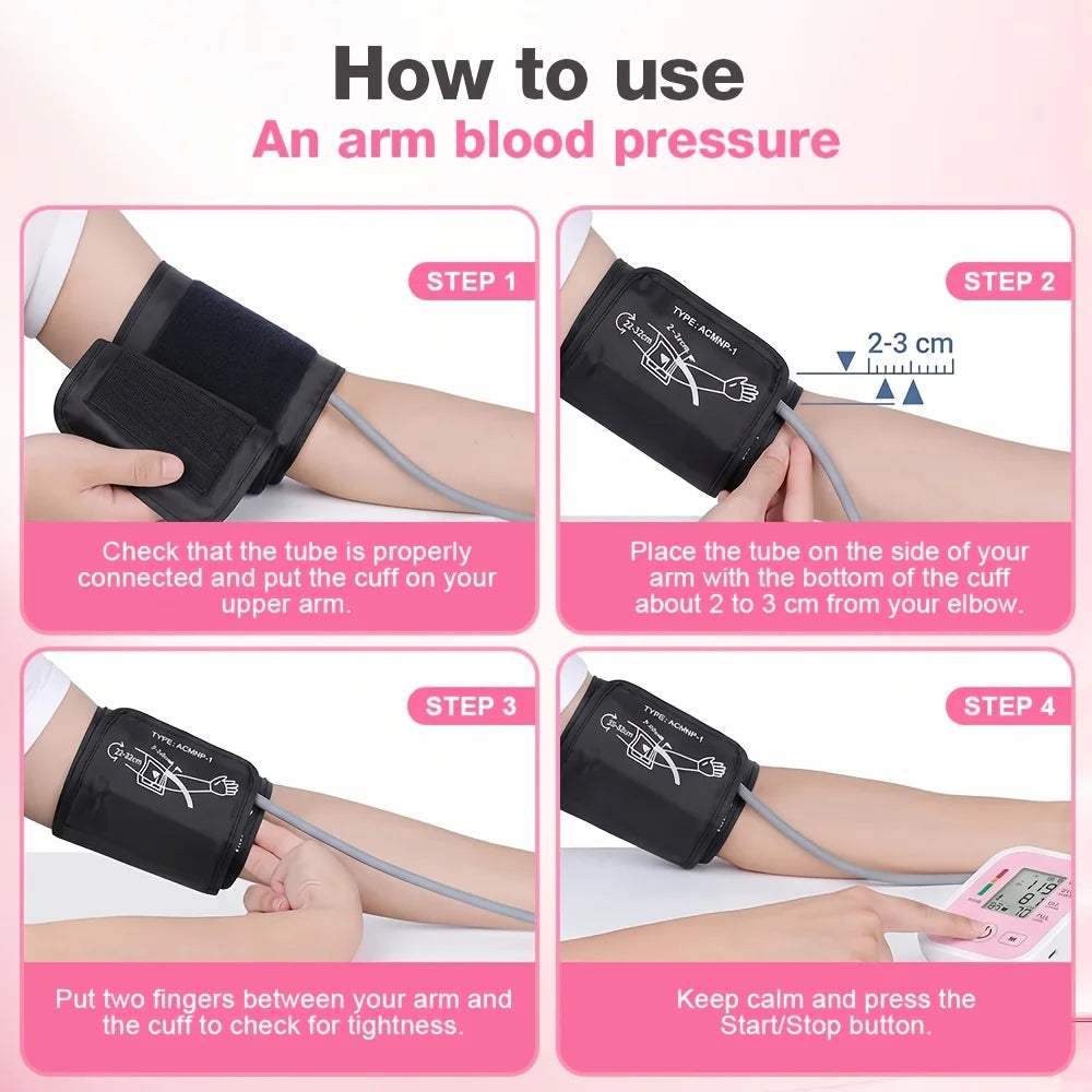 Blood Pressure Monitor Upper Arm Smart Automatic Sphygmomanometer Heart Rate Pulse Meter Digital LCD Large Screen Tensiometro Arterial VROVIRE Electronic Blood Pressure Machine Type-C Dual Users 22-42cm Large Cuff Medical Hea