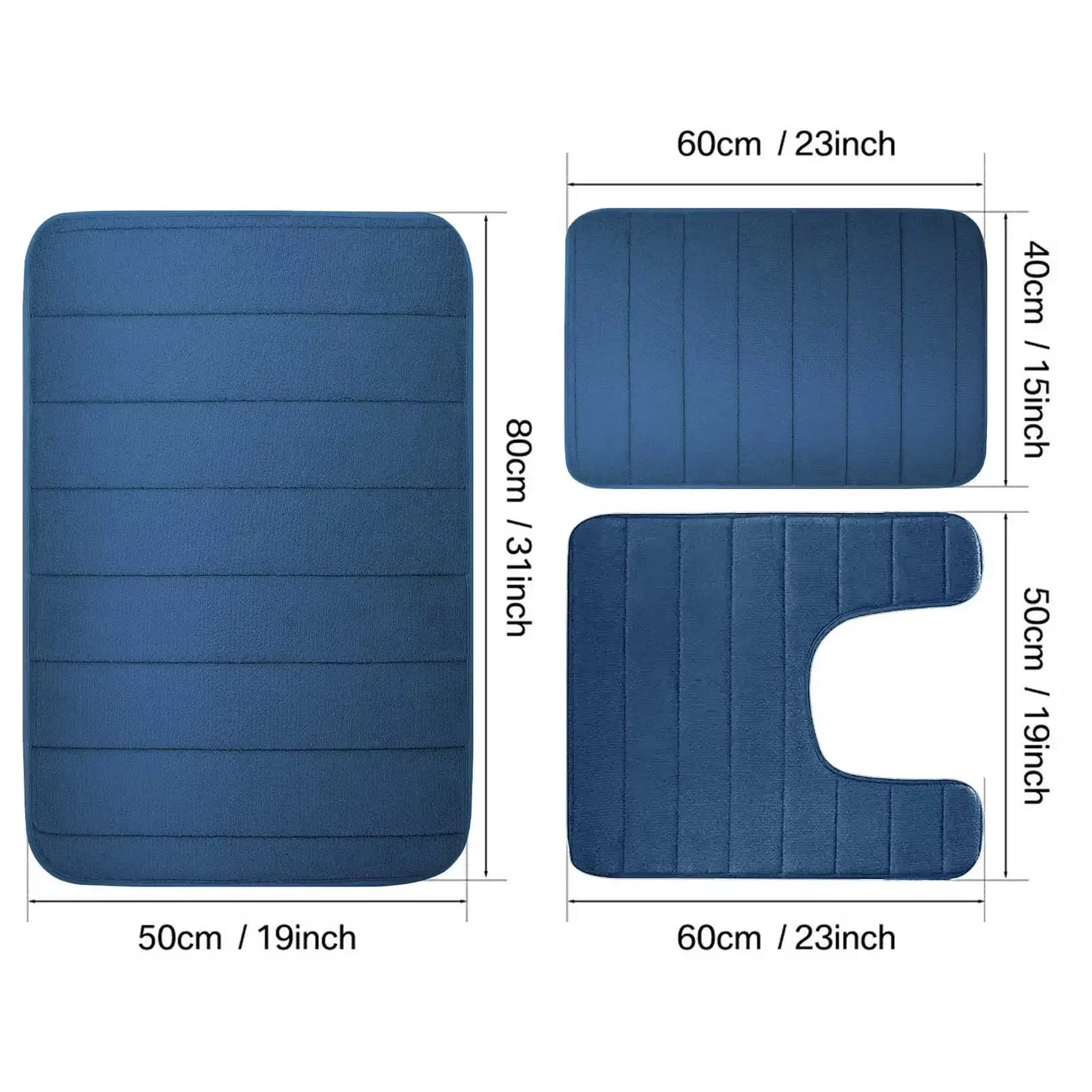 Black Memory Foam Bath Mat Soft Comfortable Super Water Absorption Non-Slip Thick Machine Washable Easy to Dry Home Floor Rug