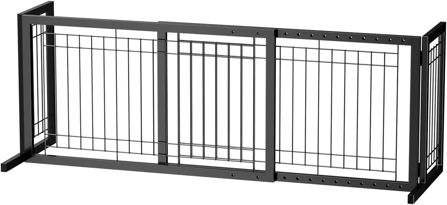 Bonnlo Cherry Free Standing Dog Gate 37"-68" Wide Adjustable Wooden Pet Fence Indoor for Fireplace Stairs Doorways Christmas Tre