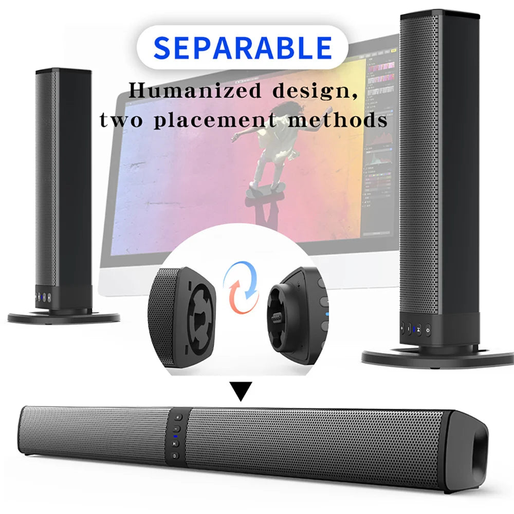 Wireless Bluetooth TV Sound Bar Dual Speaker System