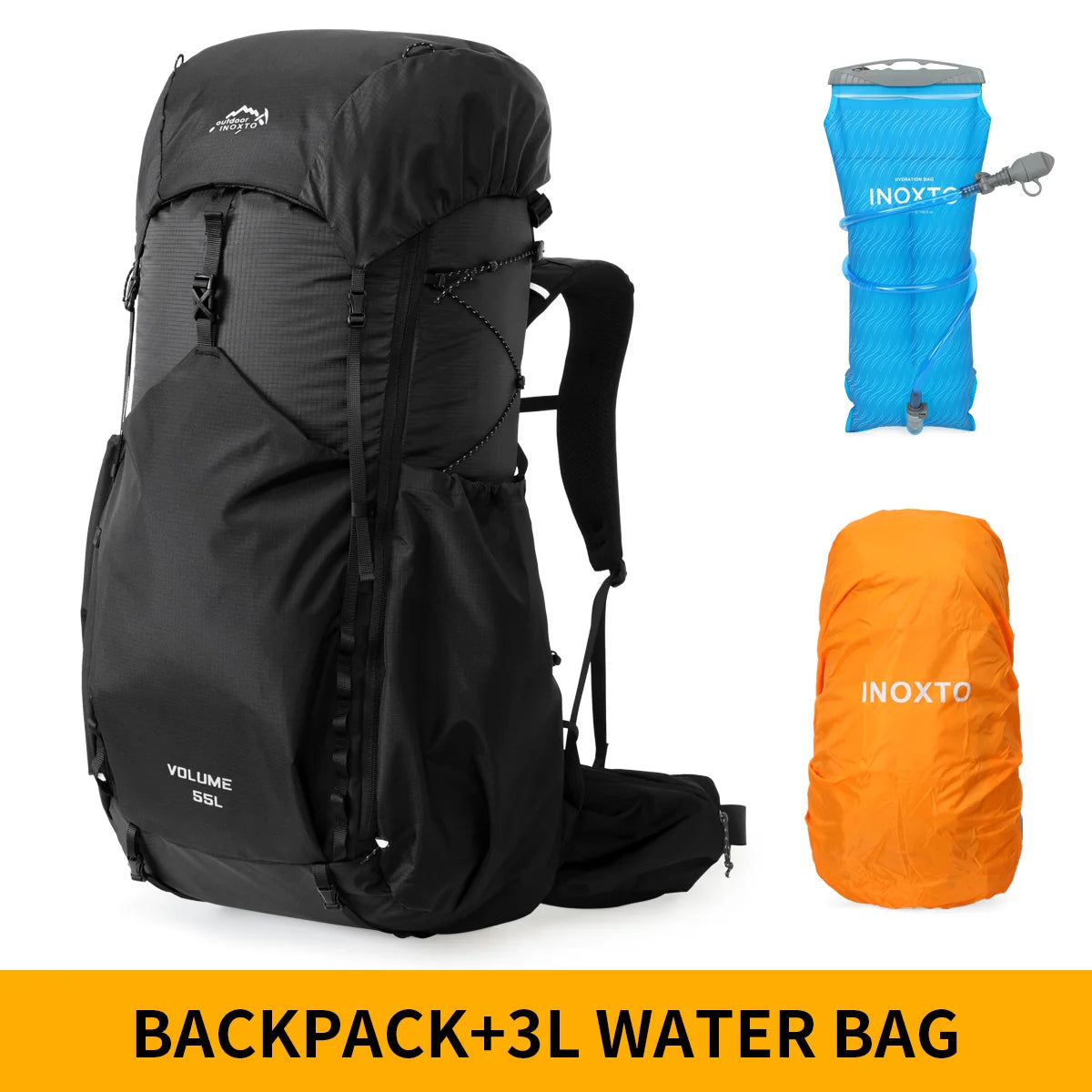 55L Internal Frame Waterproof Hiking Camping Backpack with Rain Cover, Large Lightweight Travel Daypack Rucksack for Climbing