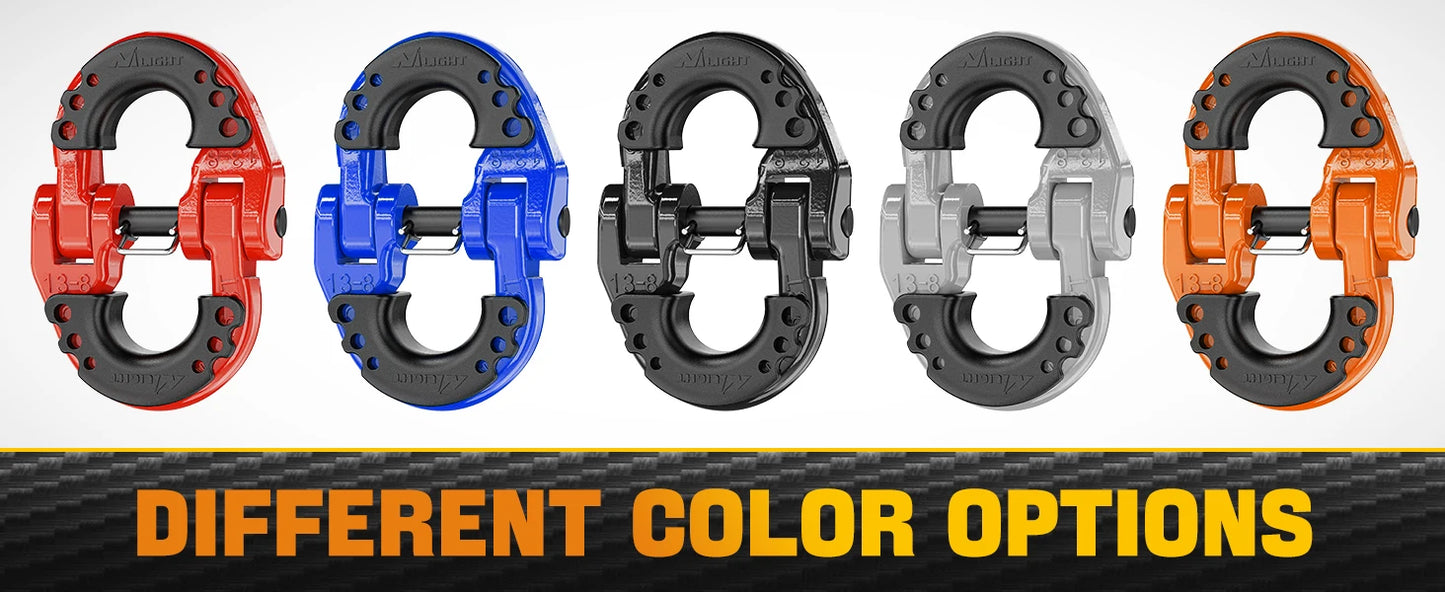 Nilight Safety Chain Connector Link 1/2" Tow Hitch Hammerlock Coupling 2 Pack Forged Steel 12000 lbs Recovery Rope Shackle Red