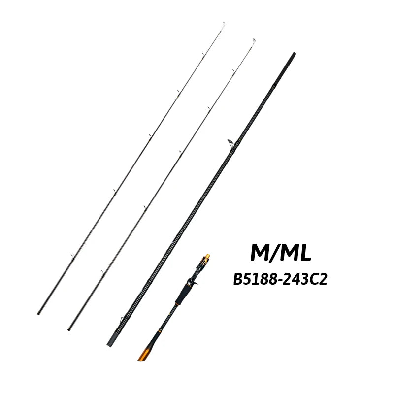BIUTIFU Spinning Casting 2Tips Fishing Rods 1.8m 1.98m 2.1m 2.25m 2.4m 2.55m 2.7m Fuji Guide 2 Sections T1000 Carbon Baitcasting 7-80g Lure Bass Pike Fast Surf Pole