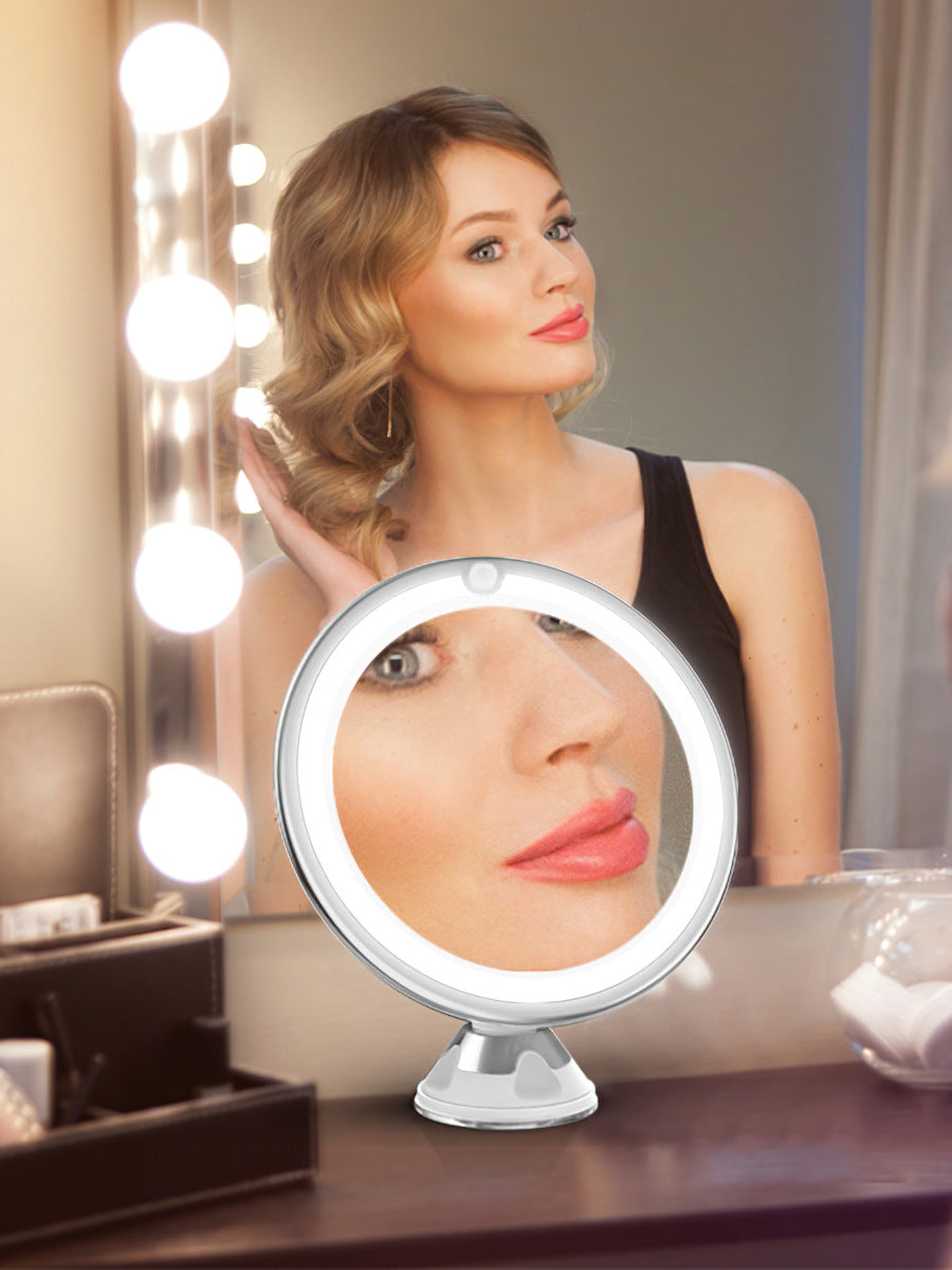 10x Magnifying Vanity Mirror with Lights Touch Screen LED Lighting Dressing Makeup Lamp Bottom Sucker Flexible Portable Design
