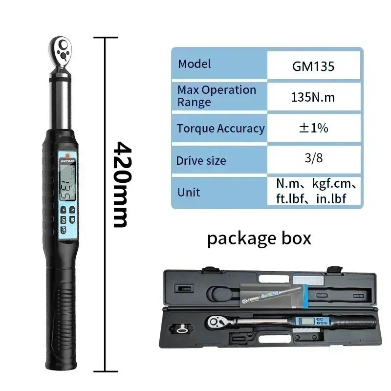 GOYOJO Digital Torque Wrench 3/8" 1/2" Drive 2% Torque Accuracy Electric Torque Wrench with 3 Adjustable Modes for Car Care
