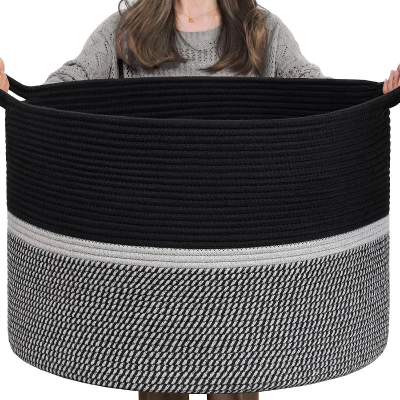 Extra Large Laundry Basket, Woven Rope Storage For Towels